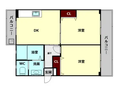 サンハイツ上村(2DK/3階)の間取り写真