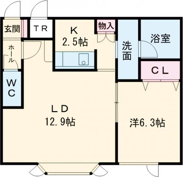 グレース近文A棟(1LDK/1階)の間取り写真