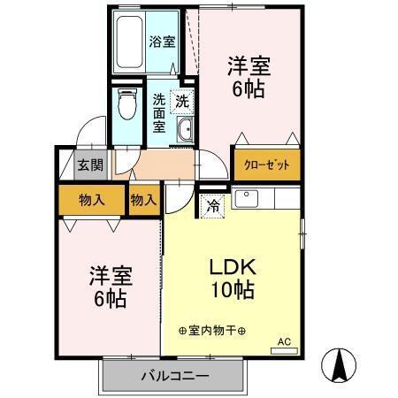メルヴェイユB(2LDK/2階)の間取り写真