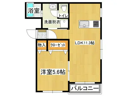 リヴマンションB棟(1LDK/3階)の間取り写真