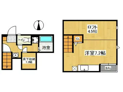 MAISONETIC ADVANCE EGGBELL(ワンルーム/1階)の間取り写真