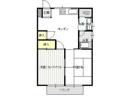 コスモハイツ(2DK/1階)の間取り写真
