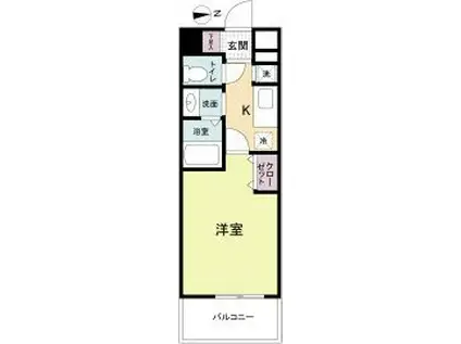 パークフラッツ緑地公園(1K/4階)の間取り写真