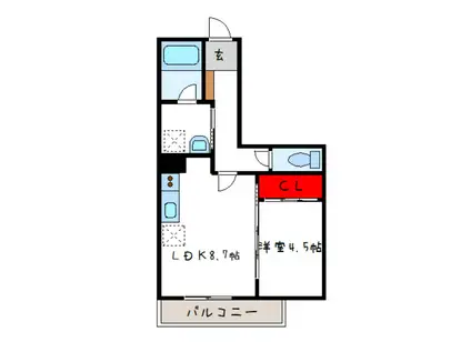 EIJU八尾本町(1LDK/1階)の間取り写真