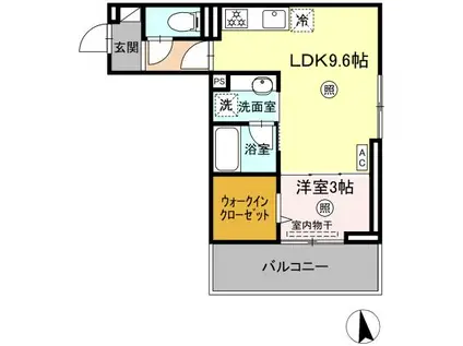 D-ROOM西町(1LDK/2階)の間取り写真