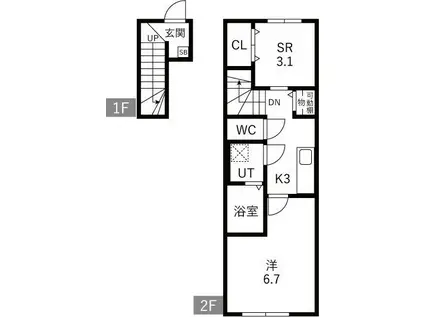 LEVEL VIJF A(1SK/2階)の間取り写真