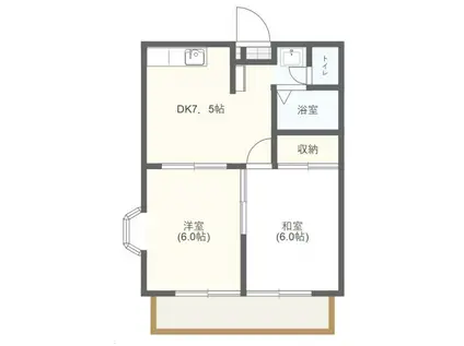 ホワイトビラ御門台(2DK/1階)の間取り写真