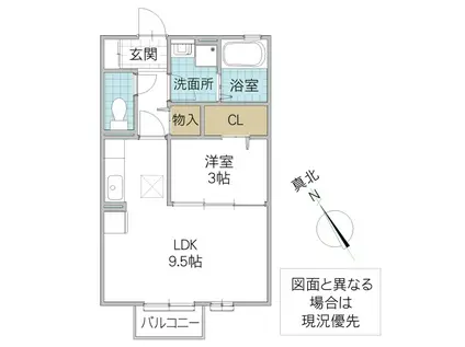 グランドゥール(1LDK/2階)の間取り写真