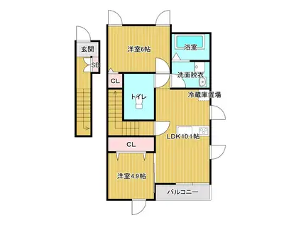 CHAMP DE FRAISES N(2LDK/2階)の間取り写真