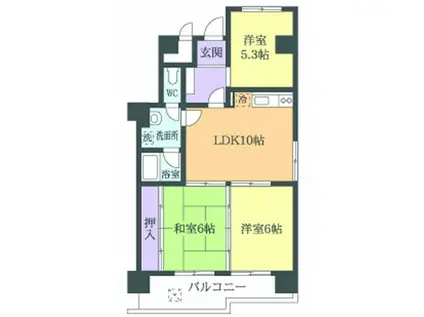 パレス コア(3LDK/3階)の間取り写真