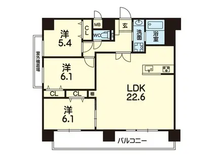 ESTASIA世安(3LDK/10階)の間取り写真