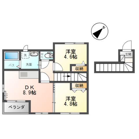 アーバンハウス(2DK/2階)の間取り写真