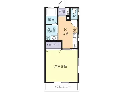 ハラッツオ神立II(1K/2階)の間取り写真