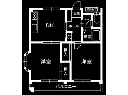 カーサ府中本町(2DK/3階)の間取り写真