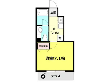 エスペランサ(1K/1階)の間取り写真