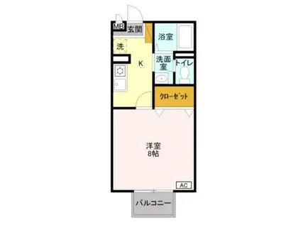 プランドール(1K/1階)の間取り写真