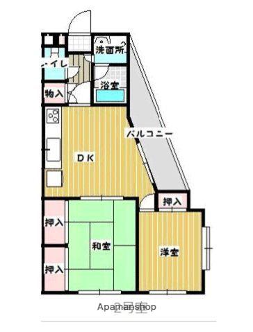 南片江コスモ(2DK/2階)の間取り写真