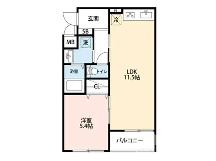 橋野マンション(1LDK/3階)の間取り写真