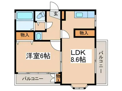 メゾン三鷹(1LDK/2階)の間取り写真