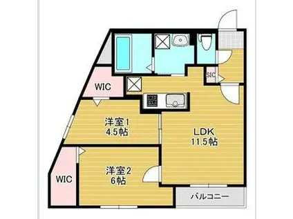 DORMIRE新札幌(2LDK/4階)の間取り写真