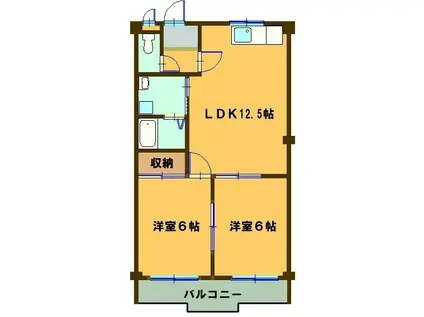 グリーンベル桜島(2LDK/1階)の間取り写真