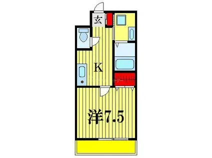 金子ビル(1K/6階)の間取り写真