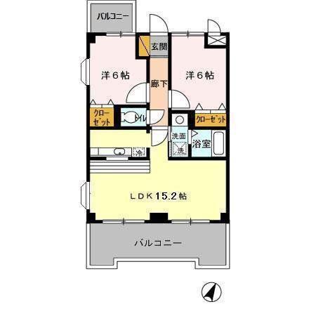 クレスタ妙典(2LDK/5階)の間取り写真