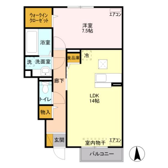 サンクブランシュ(1LDK/1階)の間取り写真
