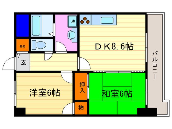 メゾン桂川(2DK/4階)の間取り写真