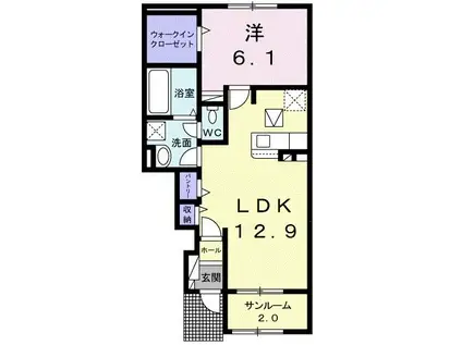 オリーブ(1LDK/1階)の間取り写真