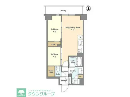 コンフォリア竹ノ塚イースト(2LDK/10階)の間取り写真