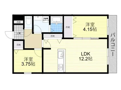 牧野上島町PJ B棟(2LDK/3階)の間取り写真