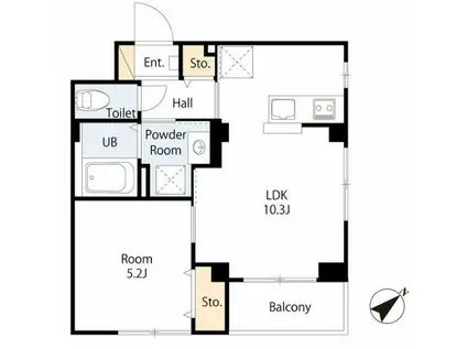 NNOBLE I 番館(1LDK/1階)の間取り写真