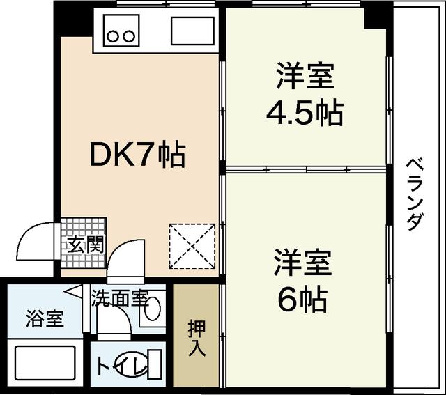 河元ビル(2DK/2階)の間取り写真
