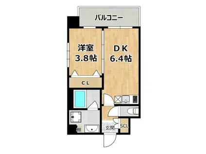 エスタート御幣島(1DK/4階)の間取り写真