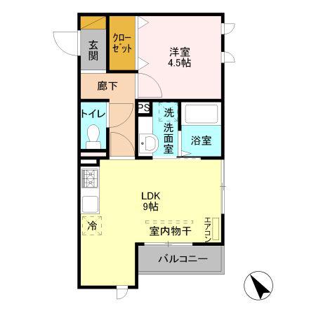 SAMIA川口元郷(1LDK/2階)の間取り写真