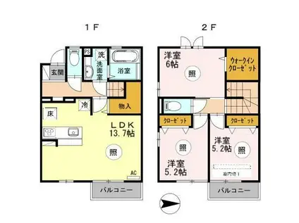 メゾンランタンIII(3LDK/1階)の間取り写真