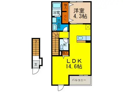 COCOLUANA・KI(1LDK/2階)の間取り写真