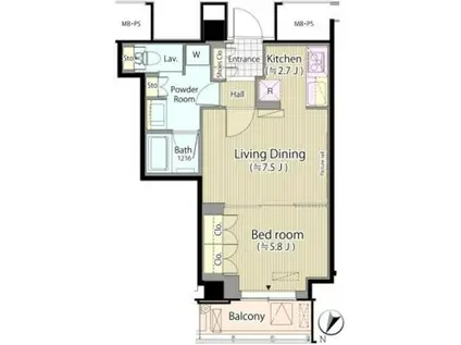 メルクマール京王笹塚レジデンス(1LDK/16階)の間取り写真