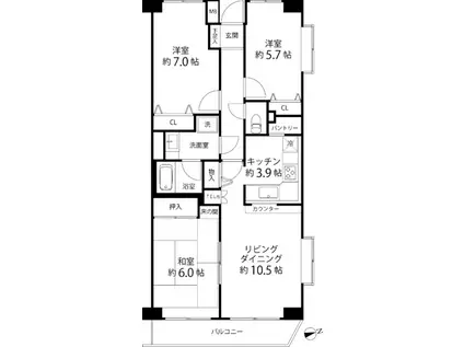 ティーズ ガーデン横浜岸根公園(3LDK/4階)の間取り写真