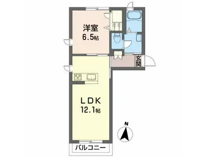 シャーメゾン住吉(1LDK/1階)の間取り写真