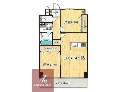 GRANEBIS(2LDK/4階)の間取り写真