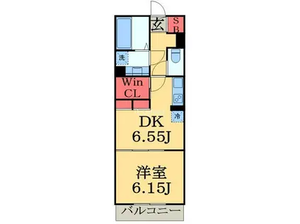 シャンブルK(1DK/3階)の間取り写真