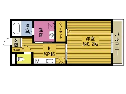 セゾン武蔵III(1K/1階)の間取り写真