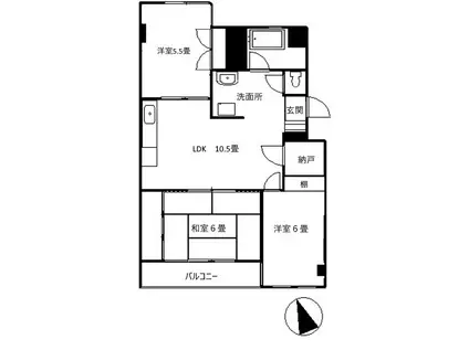 磯貝グリーンアパルト(3SLDK/2階)の間取り写真