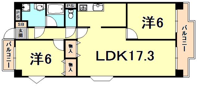 ヌンクタータ(2LDK/2階)の間取り写真