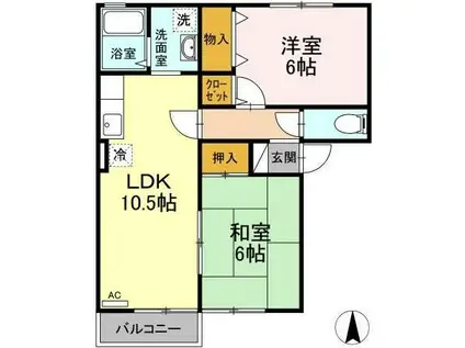 フローラK(2LDK/2階)の間取り写真