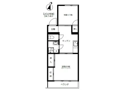 田園コーヌコピア(2K/2階)の間取り写真