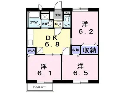 さくらんぼハイツ(3DK/1階)の間取り写真