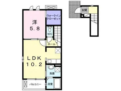 アクアーリオ(1LDK/2階)の間取り写真